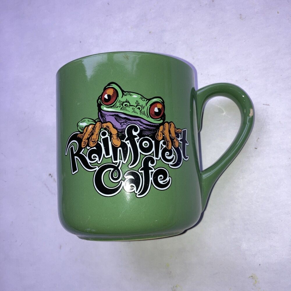 Rainforest Cafe Green Coffee Mug 1999 Frog Cha Cha Large Vintage